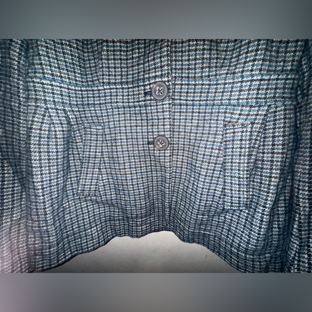 Banana Republic Multi Houndstooth Pea Wool Linen Coat Blue Size 10 Medium - Picture 6 of 9